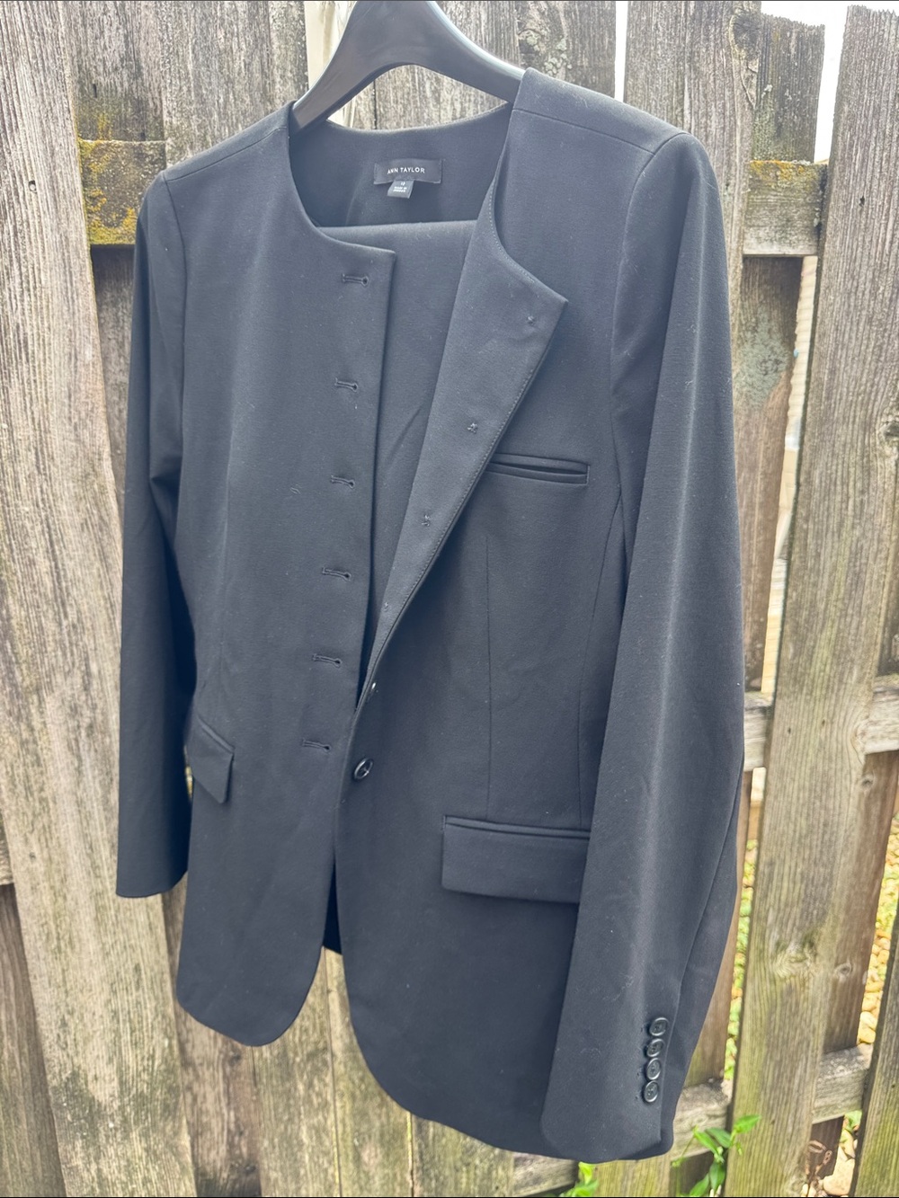 2 piece - Ann Taylor Black Collarless Tailored Blazer Jacket and pants.